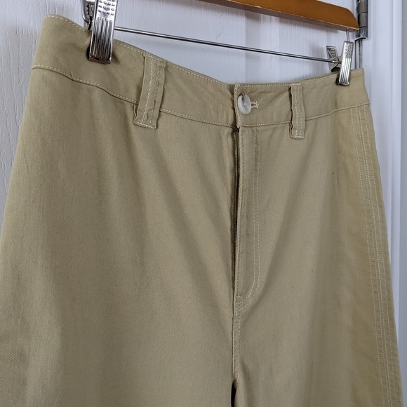SIMONS Mid rise wide leg tan yellow cotton blend pants size 30 @R - Picture 10 of 11